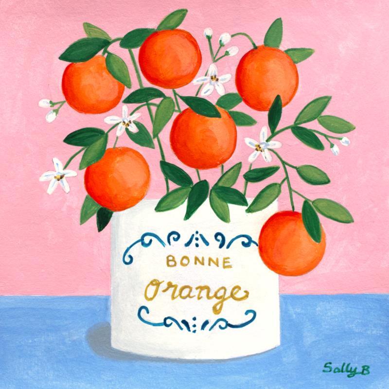 Painting Bonne Orange by Sally B | Painting Naive art Acrylic still-life