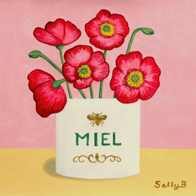 Painting Miel Coquelicot by Sally B | Painting Naive art Acrylic still-life