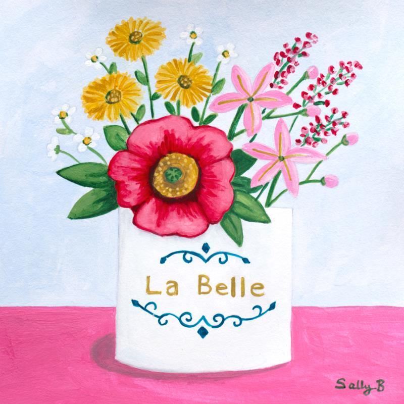 Peinture La Belle Fleurs par Sally B | Tableau Art naïf Acrylique Natures mortes