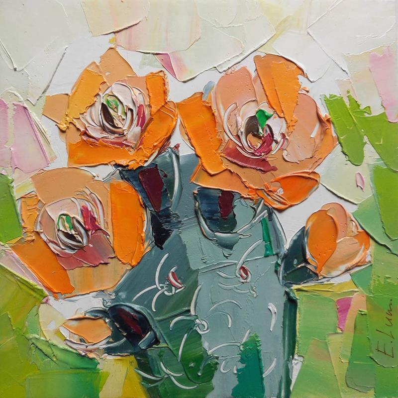 Painting Blooming desert by Lunetskaya Elena | Painting Impressionism Cardboard, Oil Landscapes, Minimalist, Nature