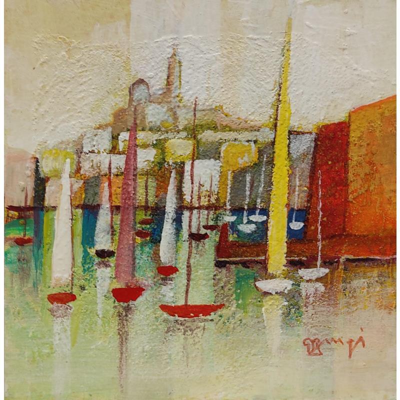 Painting Les voiles du Vieux Port IV AO89 by Burgi Roger | Painting Figurative Marine Acrylic