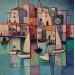 Gemälde Paysage nocture AL101 von Burgi Roger | Gemälde Figurativ Urban Marine Acryl