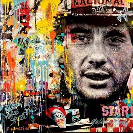Painting AYRTON THE GREATEST by Novarino Fabien | Painting Pop-art Gluing Pop icons