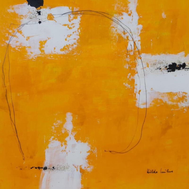 Peinture abstract yellow B 65 par Wilms Hilde | Tableau Abstrait Acrylique Collage
