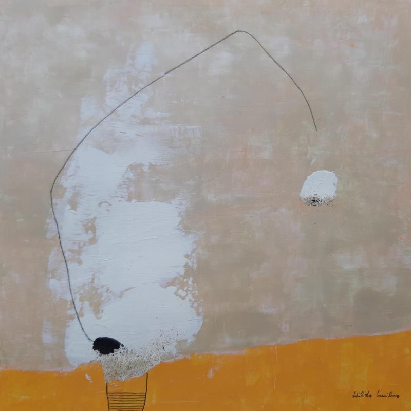 Peinture abstract beige C 57 par Wilms Hilde | Tableau Abstrait Acrylique Collage