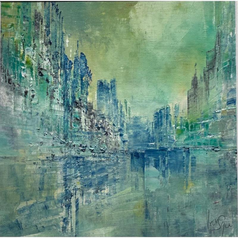Painting Le beffroi by Levesque Emmanuelle | Painting Abstract Oil Architecture, Landscapes, Urban