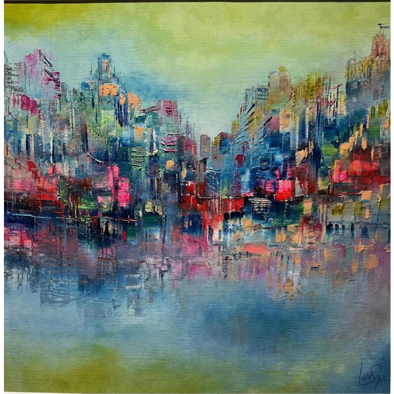 Painting Asia by Levesque Emmanuelle | Painting Abstract Oil Architecture, Landscapes, Urban