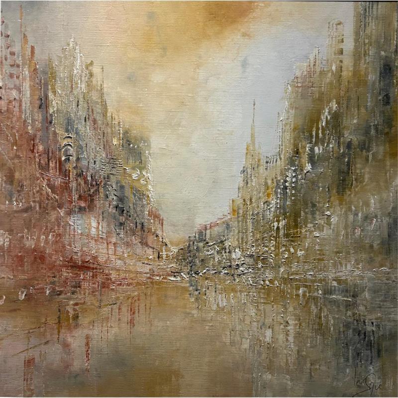 Painting Rivoli by Levesque Emmanuelle | Painting Abstract Landscapes Urban Architecture Oil