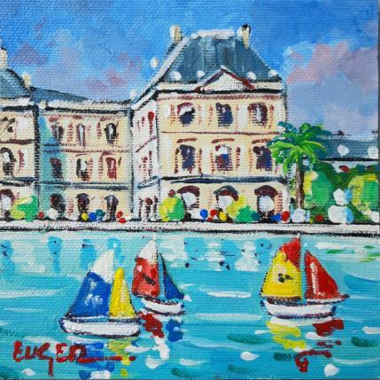Painting  LES BATEAUX AUX JARDINS DU LUXEMBOURG by Euger | Painting Figurative Acrylic Life style, Urban