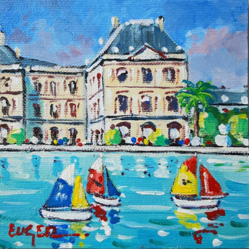 Painting  LES BATEAUX AUX JARDINS DU LUXEMBOURG by Euger | Painting Figurative Urban Life style Acrylic