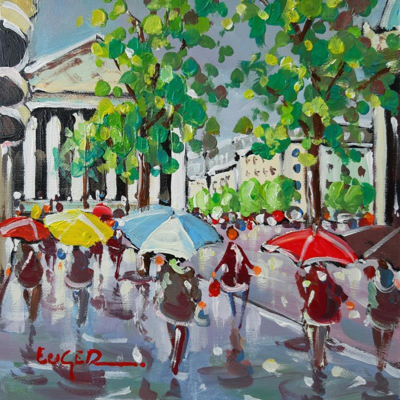 Painting PLUIE, QUARTIER MADELEINE by Euger | Painting Figurative Urban Life style Acrylic