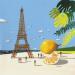 Peinture Paris plage par Lionnet Pascal | Tableau Surréalisme Paysages Marine Scènes de vie Acrylique