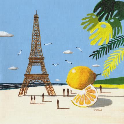 Painting Paris plage by Lionnet Pascal | Painting Surrealism Acrylic Landscapes, Life style, Marine, Pop icons