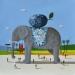 Painting Eléphant à la prune by Lionnet Pascal | Painting Surrealism Landscapes Animals Still-life Acrylic