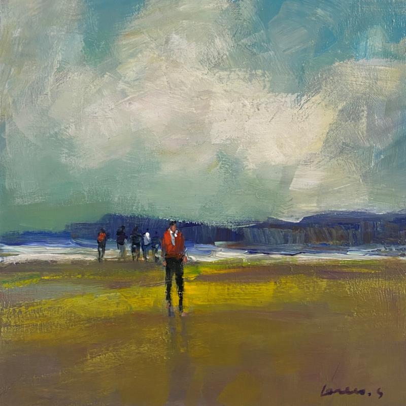Painting Sur la plage by Greco Salvatore | Painting Figurative Oil, Wood Life style, Nature