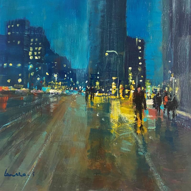 Painting New York la nuit by Greco Salvatore | Painting Figurative Society Urban Wood Oil