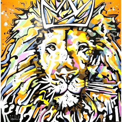 Painting Pop lion king, orange by Cornée Patrick | Painting Pop-art Graffiti, Oil Animals