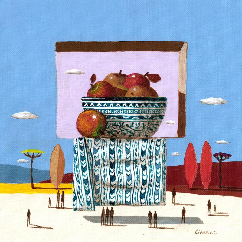 Gemälde Pommes d'automne von Lionnet Pascal | Gemälde Surrealismus Acryl Alltagsszenen, Landschaften, Pop-Ikonen, Stillleben