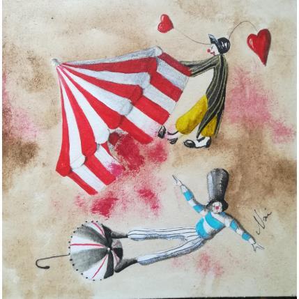 Painting Le cirque volant by Nai | Painting  Acrylic, Gluing Life style, Society, Still-life