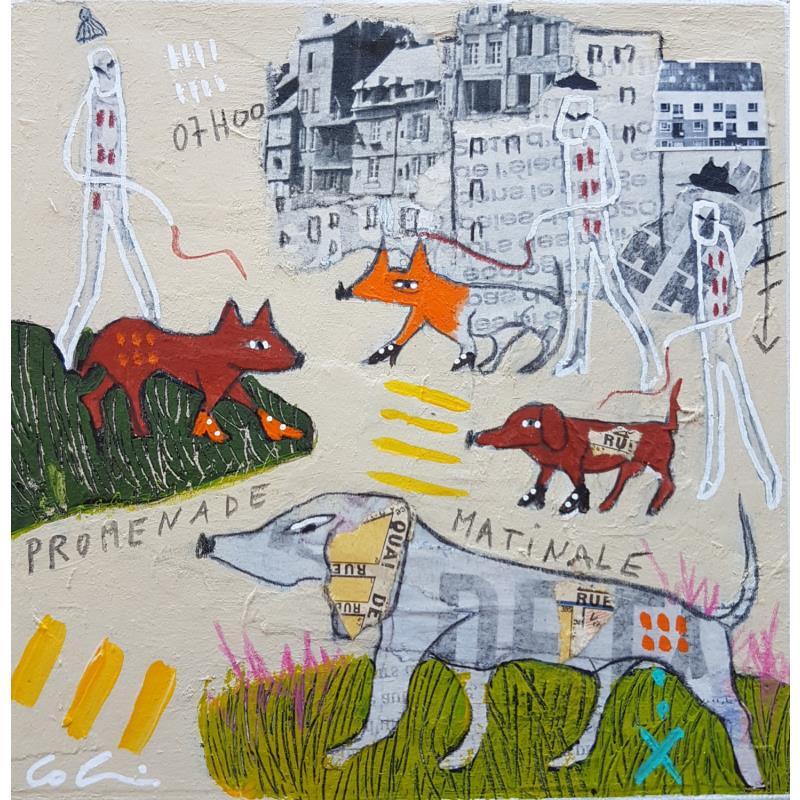Gemälde 07h00 du Mat von Colin Sylvie | Gemälde Art brut Tiere Acryl Collage Pastell