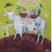 Gemälde Construire ensemble  von Colin Sylvie | Gemälde Art brut Tiere Acryl Collage Pastell