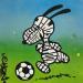 Gemälde Snoopy plays soccer von Cmon | Gemälde Pop-Art Pop-Ikonen