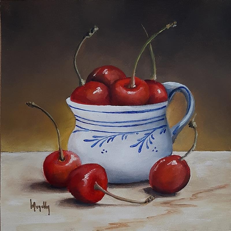 Gemälde Cherries I von Gouveia Magaly  | Gemälde Figurativ Öl Pop-Ikonen, Stillleben