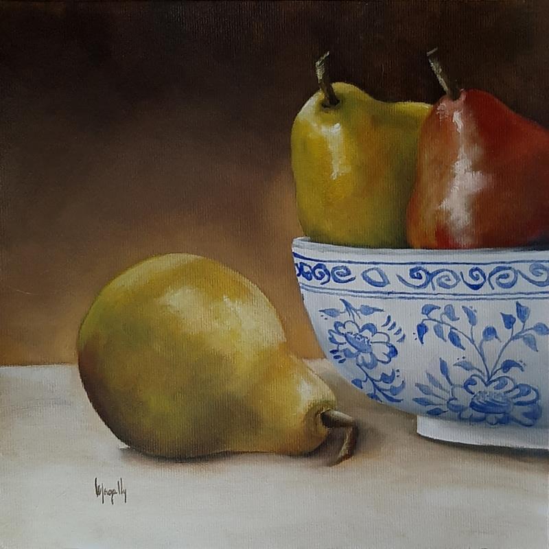 Painting Special Delft and Pear by Gouveia Magaly  | Painting Figurative Oil Still-life