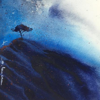 Peinture Le Pin bleu océan 1 par Langeron Stéphane | Tableau Figuratif Aquarelle Paysages