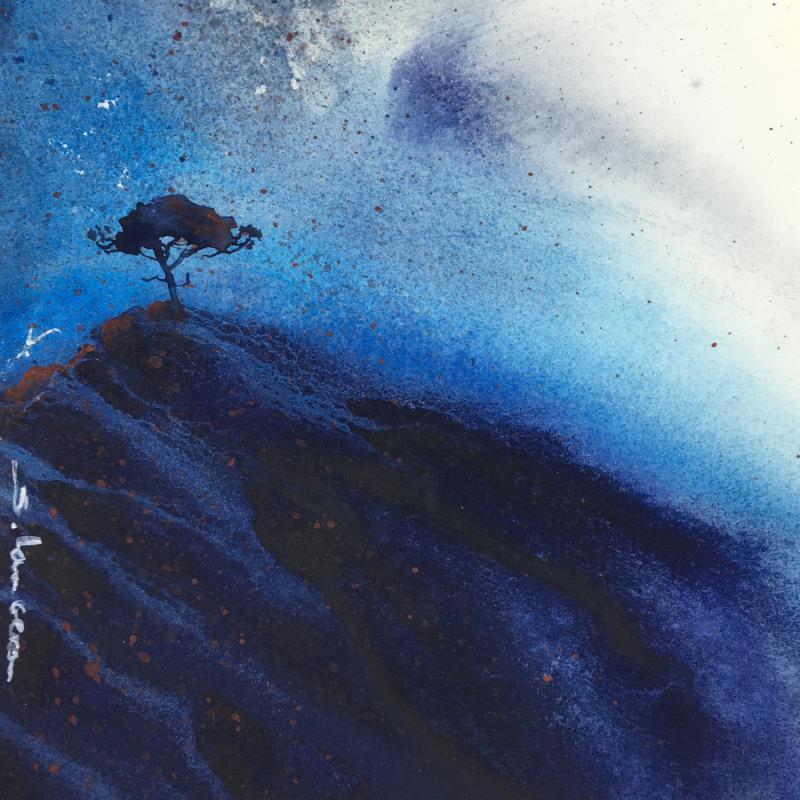 Peinture Le Pin bleu océan 1 par Langeron Stéphane | Tableau Figuratif Paysages Aquarelle