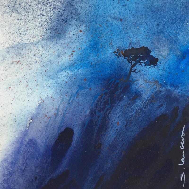 Gemälde Le Pin bleu océan 2 von Langeron Stéphane | Gemälde Figurativ Landschaften Aquarell