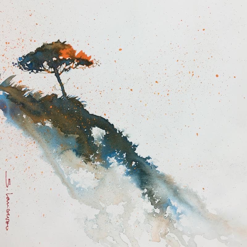 Painting Pin orange et cendre by Langeron Stéphane | Painting Figurative Watercolor Landscapes, Pop icons