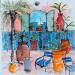 Painting Fin d' été au jardin by Colombo Cécile | Painting Figurative Landscapes Life style Watercolor Acrylic Gluing Ink Pastel