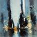 Painting Blue Manhattan by Castan Daniel | Painting Figurative Urban Oil