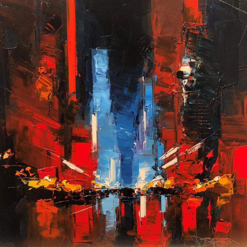 Painting Red by night by Castan Daniel | Painting Figurative Urban Oil