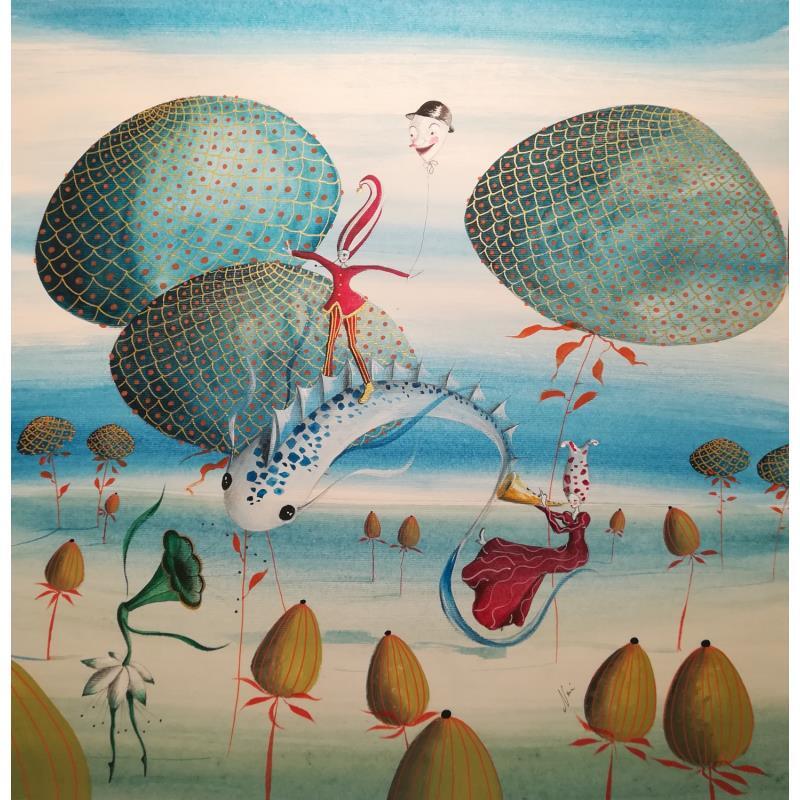 Painting Le prove dell'andar a tempo by Nai | Painting Surrealism Music Marine Animals Acrylic Gluing