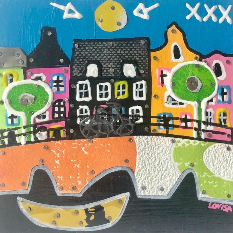Painting Hi Amsterdam by Lovisa | Painting Pop art Acrylic, Gluing, Metal, Posca, Upcycling, Wood Urban