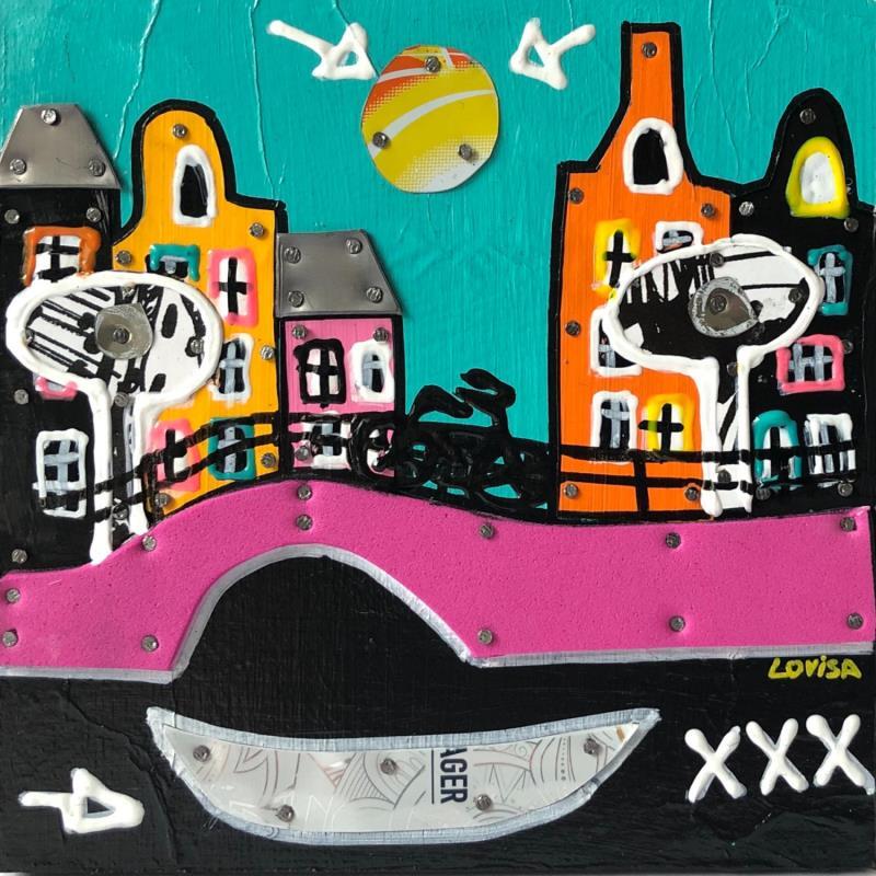 Painting Canal Atmosphere 3 by Lovisa | Painting Pop art Acrylic, Gluing, Metal, Posca, Upcycling Urban