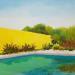 Gemälde Le mur jaune von Bessé Laurelle | Gemälde Figurativ Landschaften Alltagsszenen Öl