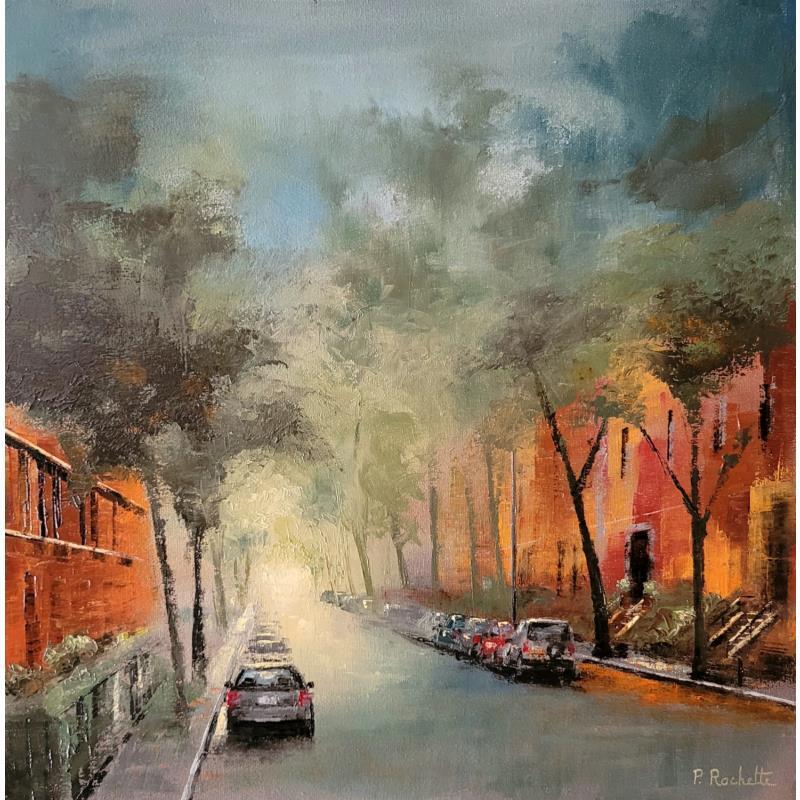 Painting Entre les arbres  by Rochette Patrice | Painting Figurative Urban Oil