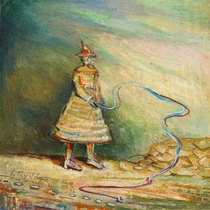 Peinture Girl with ribbon par Tryndyk Vasily | Tableau Figuratif Huile scènes de vie