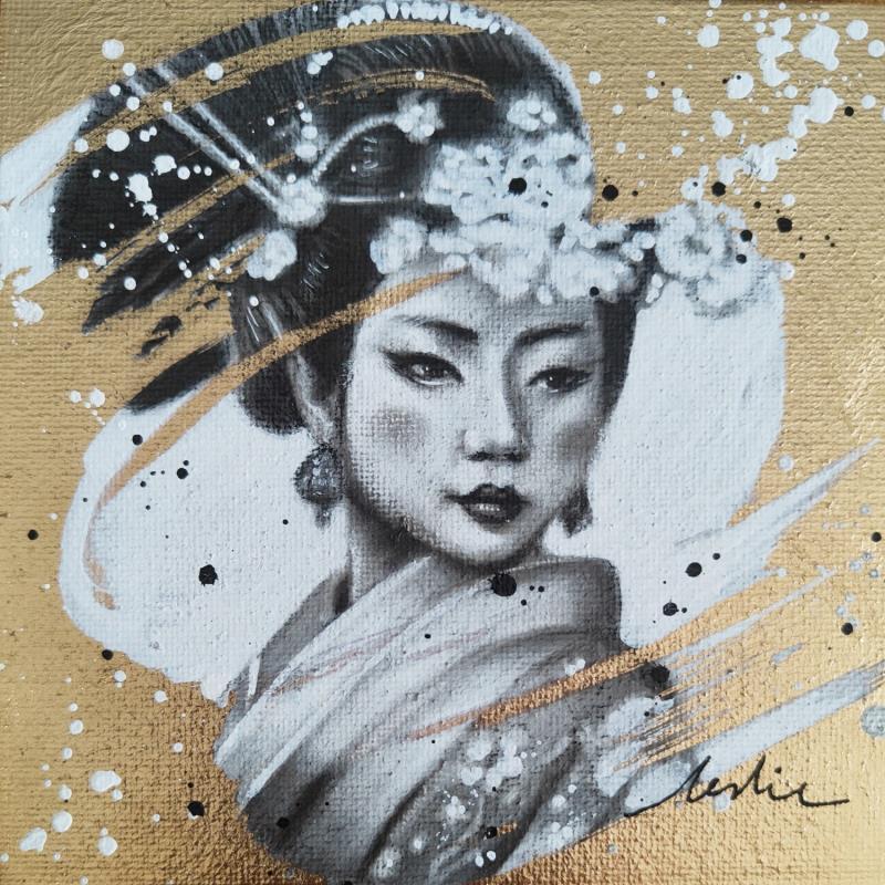 Painting Suri by Valade Leslie | Painting Figurative Acrylic, Charcoal, Gold leaf Portrait