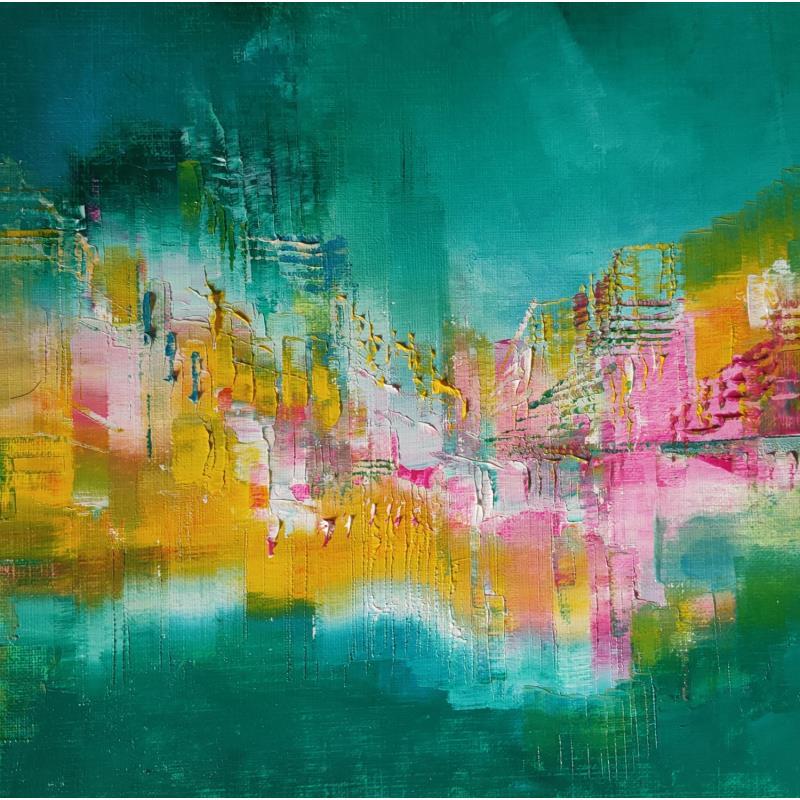 Painting Emeraude by Levesque Emmanuelle | Painting Abstract Oil Architecture, Landscapes, Pop icons, Urban
