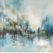 Painting Silhouettes urbaines by Levesque Emmanuelle | Painting Abstract Landscapes Urban Oil