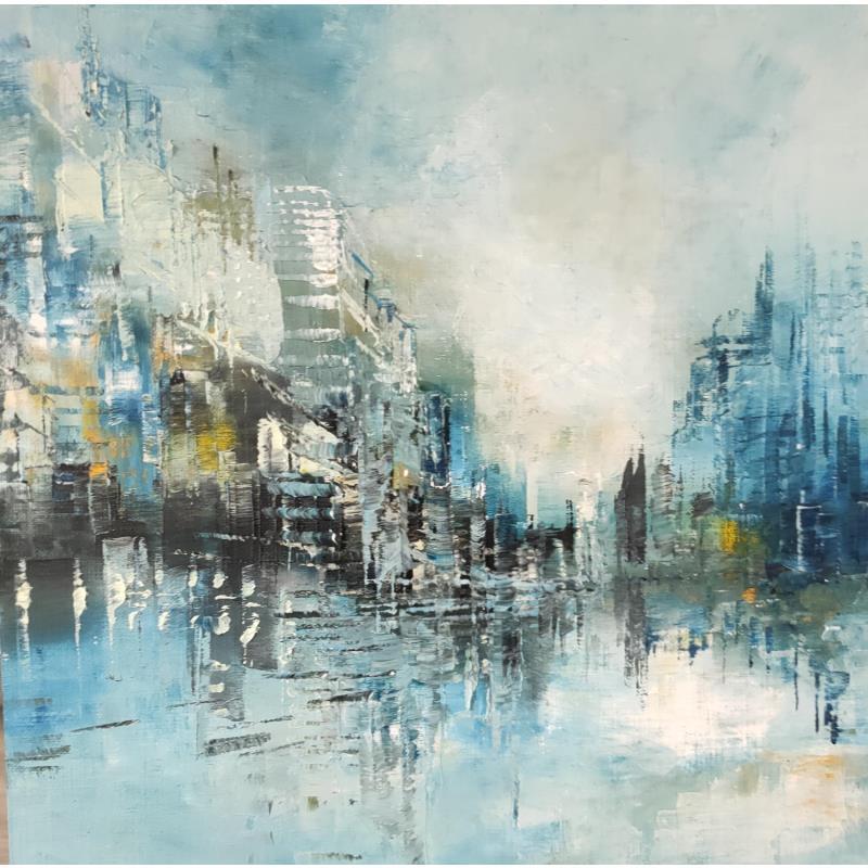 Painting Silhouettes urbaines by Levesque Emmanuelle | Painting Abstract Oil Landscapes, Urban