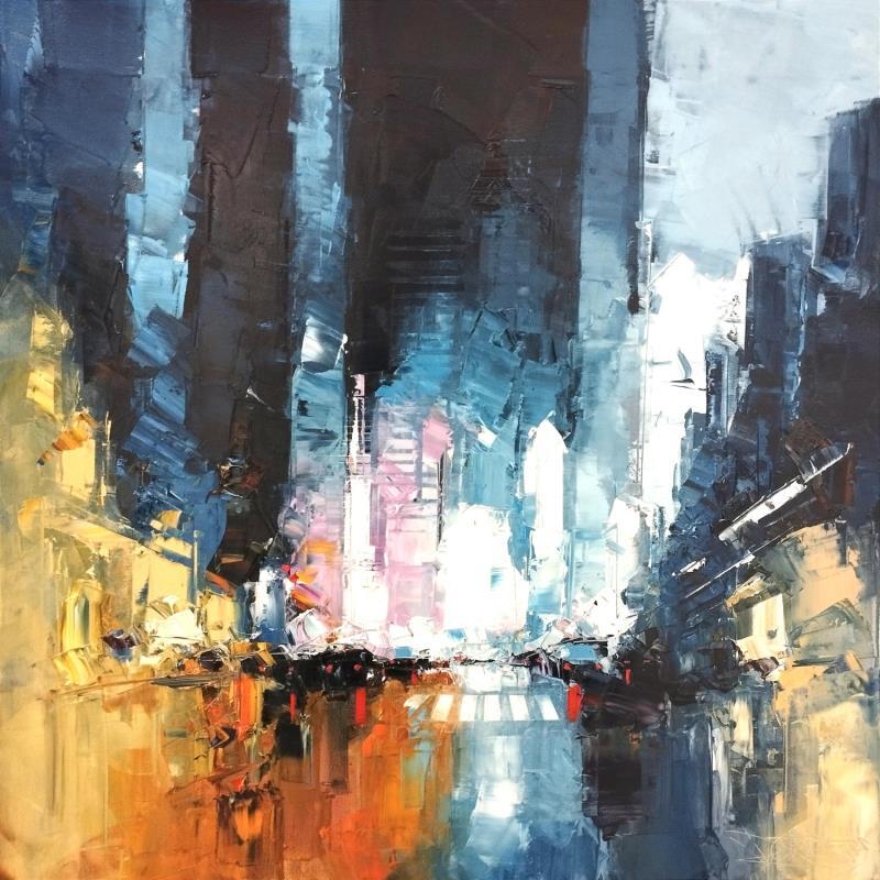 Peinture Time Square par Castan Daniel | Tableau Figuratif Huile Urbain