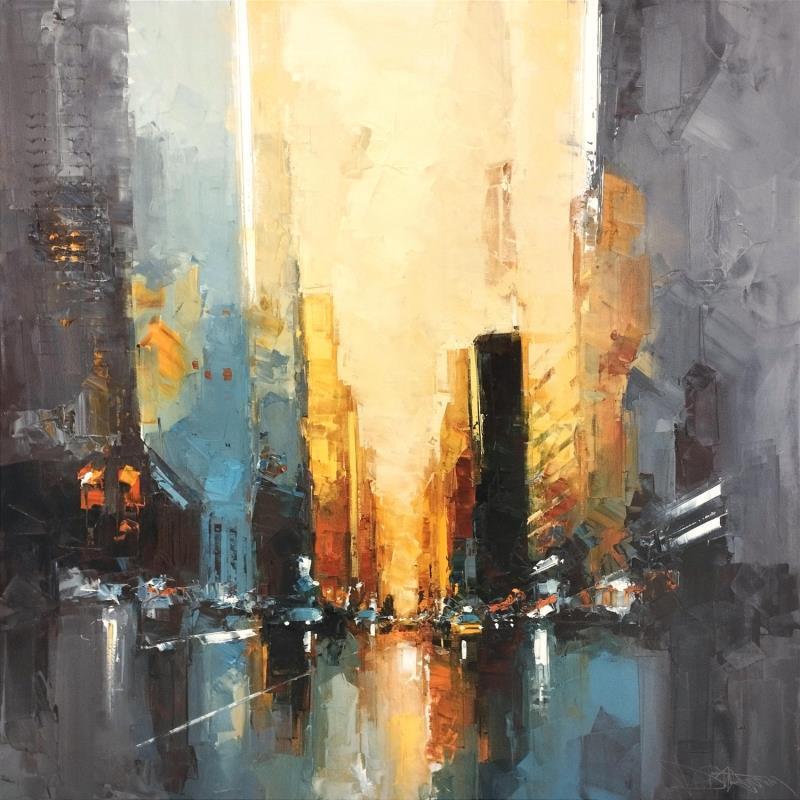 Painting Taxi sur Brooklyn by Castan Daniel | Painting Figurative Oil Urban