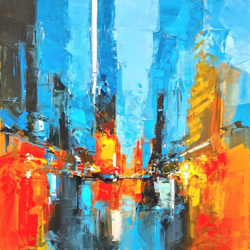 Painting Blue Abstract by Castan Daniel | Painting Figurative Urban Oil
