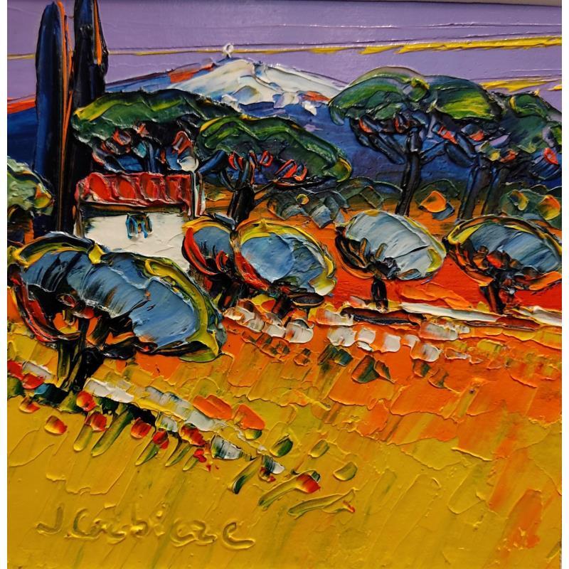 Painting Au pied du Mont Ventoux by Corbière Liisa | Painting Figurative Oil Landscapes