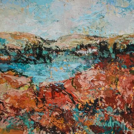 Painting Le lac bleu by Vaudron | Painting Figurative Mixed Landscapes